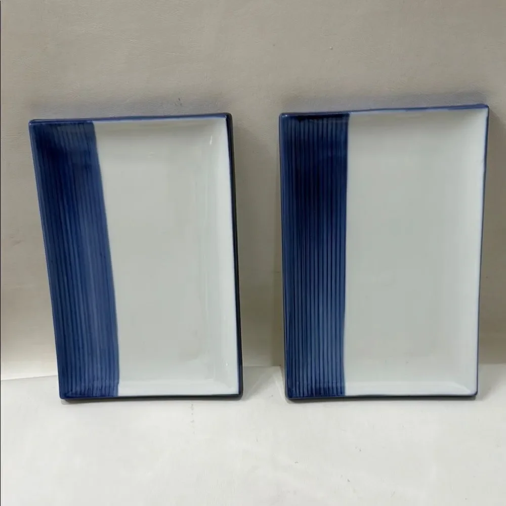 Pier 1 Elegant Blue White Sushi Dinnerware Collection 8 X 5 1/2 Japan Rectangle